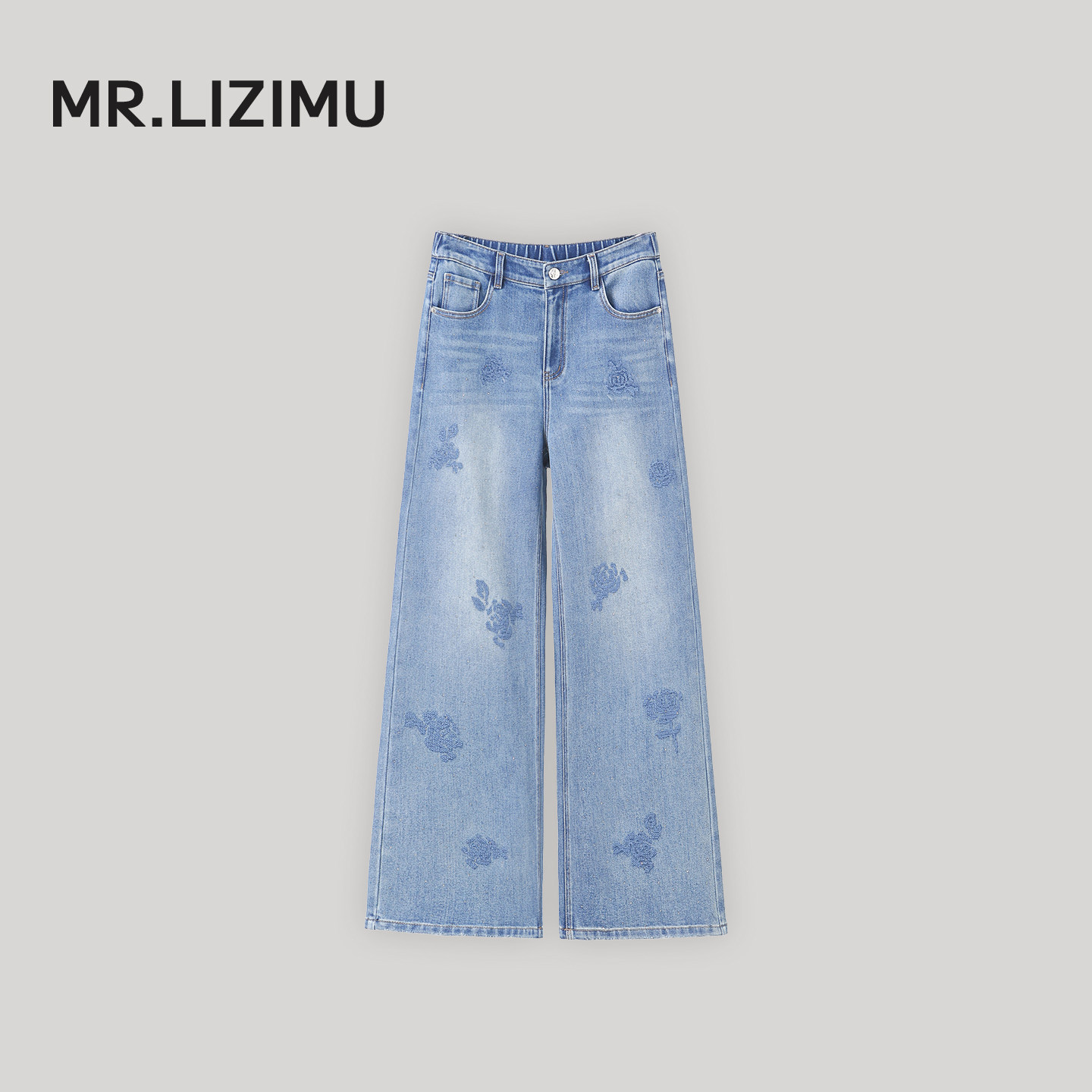 李子木先生高腰显瘦牛仔裤女2026春季新款绣花减龄百搭长裤直筒裤