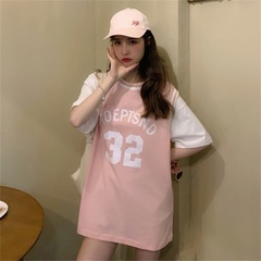 Real photo real price summer casual two piece casual top vest printed T-shirt