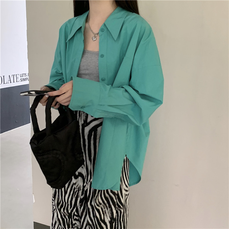 Real price loose and slim long sleeve shirt with front short back long sleeve + zebra drawstring A-line skirt