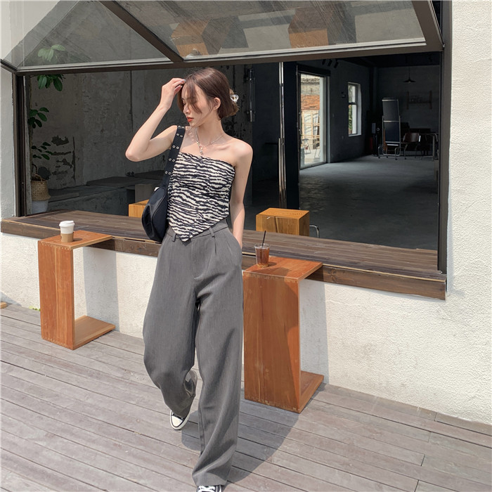 Real price retro zebra pattern sexy inside with bra top slim short triangle design vest