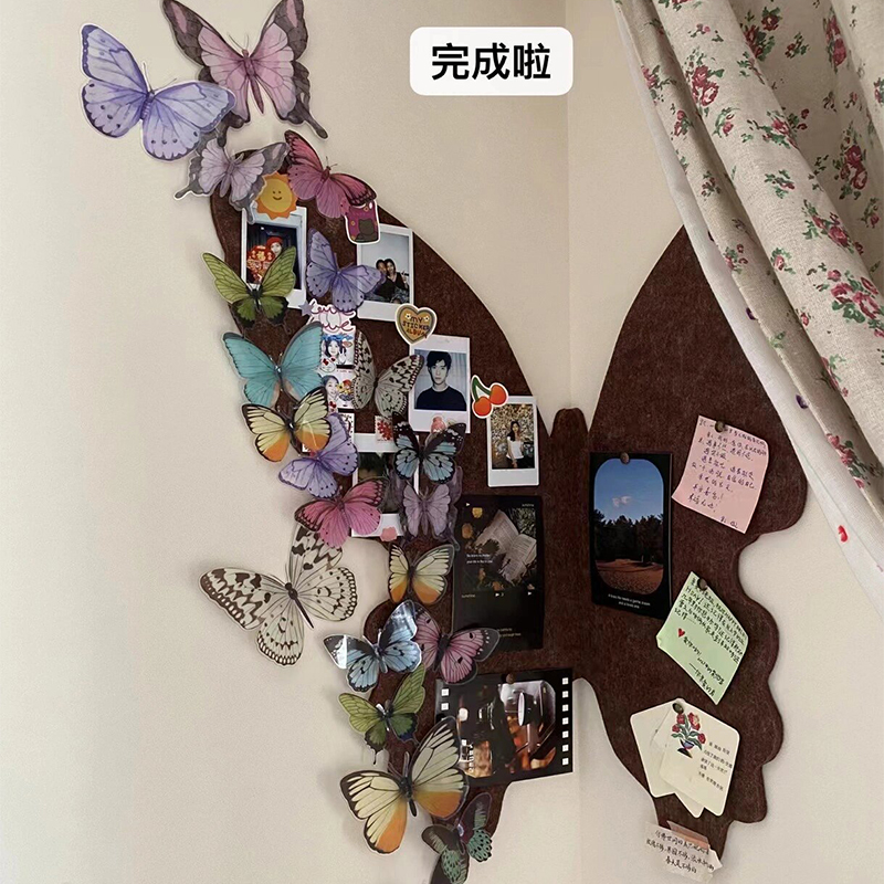装饰画墙免板布置墙照片氛围卧室装饰感打孔蝴蝶不伤房间展示毛毡图片