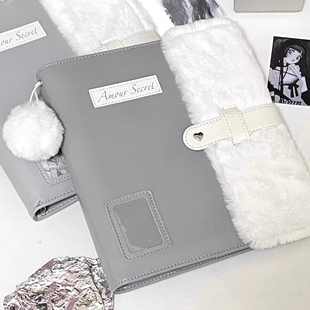 拼接毛绒皮质A5卡册ins简约韩系四宫格追星小卡拍立得3寸收纳卡册