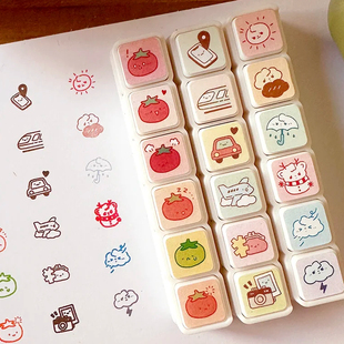 可爱番茄表情六联印章图标日常心情状态天气打卡手帐diy装饰素材