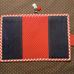 新款日系古早米菲红格纹牛仔a6书衣活页手账本ins学生笔记本书皮