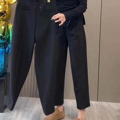 欧货西裤女春夏新款高级直筒烟管裤显瘦时尚西装哈伦裤弹力休闲裤