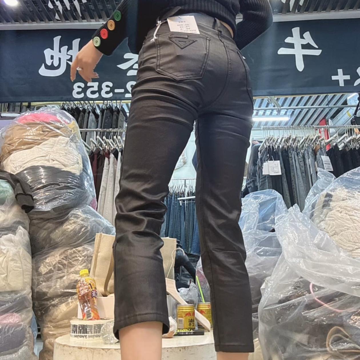 百搭时尚高腰弹力九分裤烟管裤