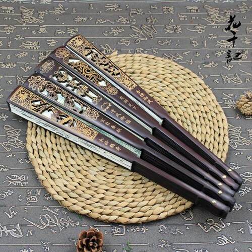 印花绢布扇子老款一尺