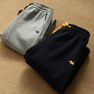 小狗刺绣加绒运动裤女款2025冬加厚卫裤直筒裤休闲松紧腰裤子收口