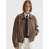 PURE2 复古麂皮绒短宽翻领拉链夹克外套 JACKET BOXY SUEDE