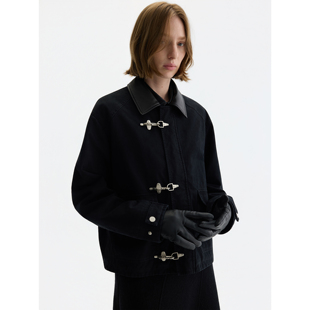 短宽做旧真皮领龙虾扣工装 PURE2 JACKET WORK 夹克 CLASP