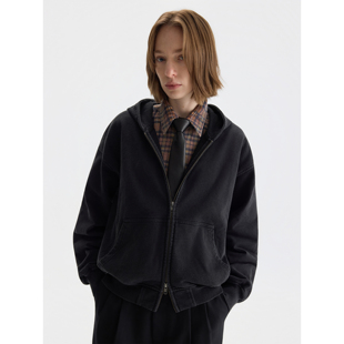 PURE2 BOXY ZIPHOODIE 水洗结构拉链连帽卫衣 VINTAGE