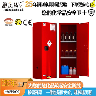 姬氏陆零化学用品安全防爆柜22加仑红色防爆柜实验室危化品储存柜
