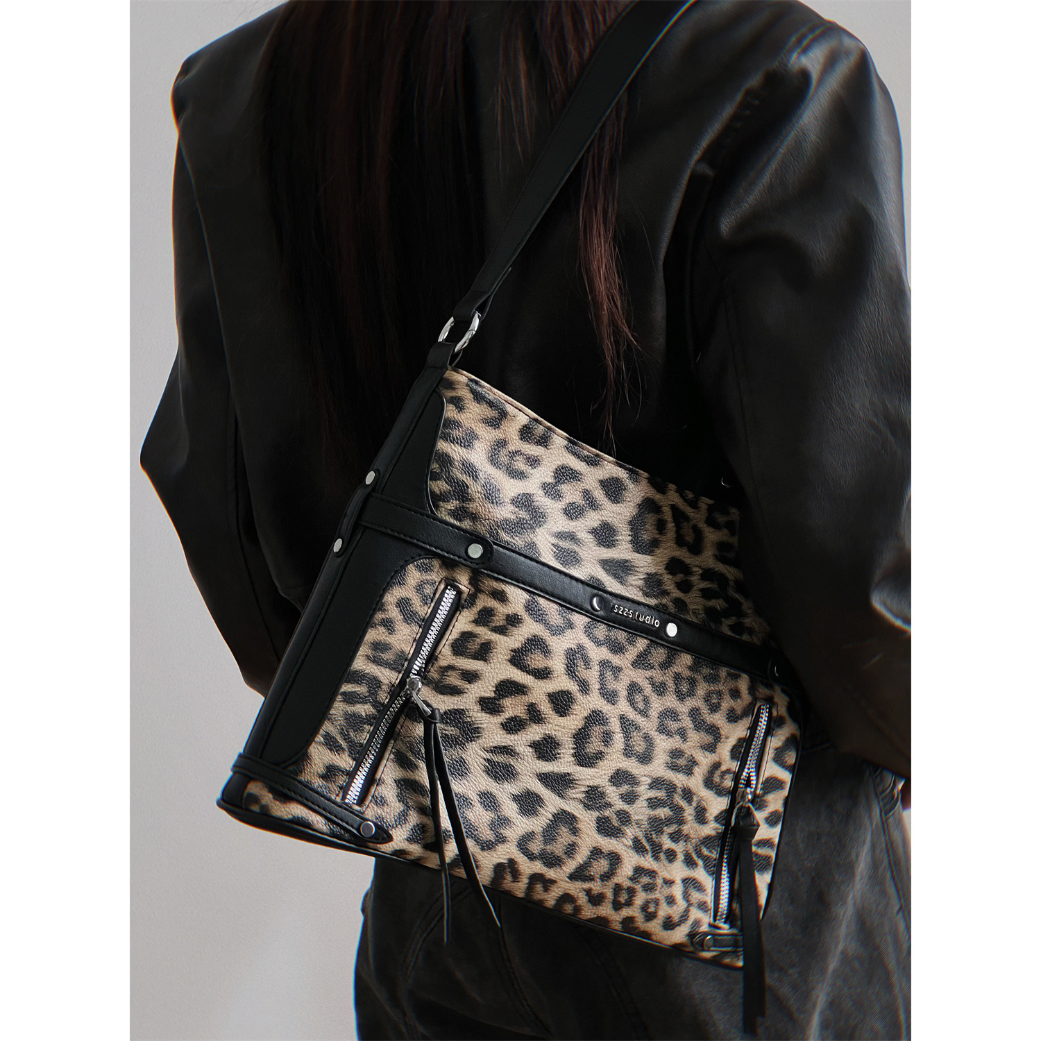 原创豹纹大容量托特包