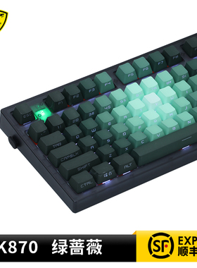 腹灵mk870pro机械键盘绿蔷薇侧刻成品客制化87键电脑游戏办公静音