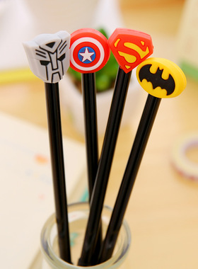 创意水笔 卡通可爱软胶黑色中性笔 英雄联盟签字笔038mm文具