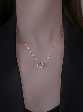 s925纯银莫比乌斯环锁骨链女简约