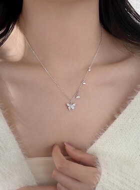 s925纯银蝴蝶锁骨链女轻奢小众
