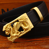 皮带男真皮自动扣黄铜龙头男士 带 霸气潮人裤 式 腰带头层纯牛皮个性