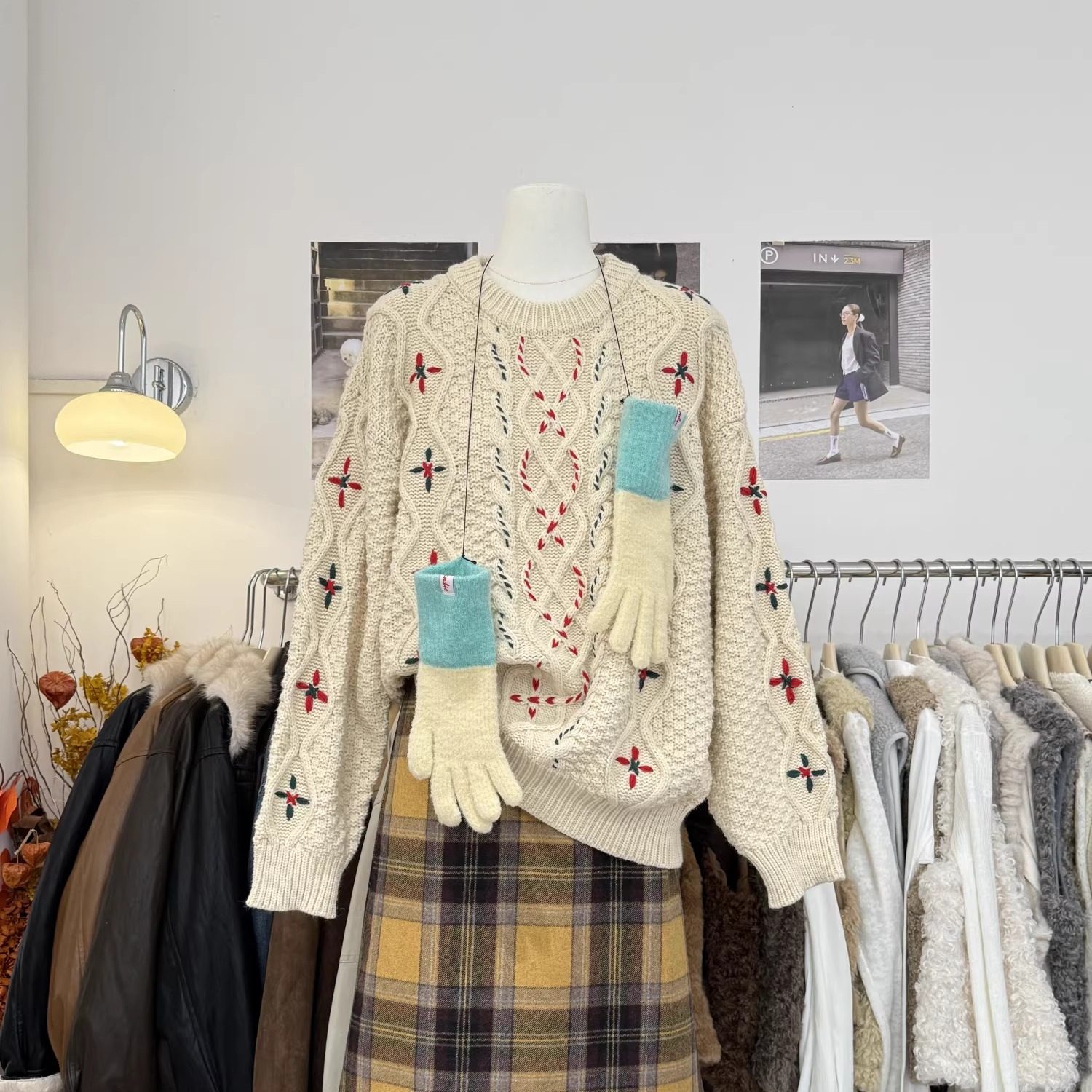 韩系甜美气质色织麻花套头圆领毛衣冬季新款宽松百搭慵懒针织衫女