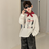 纯棉上衣男孩痞帅打底衫 男童长袖 新款 儿童韩版 T恤春秋款 2026春季