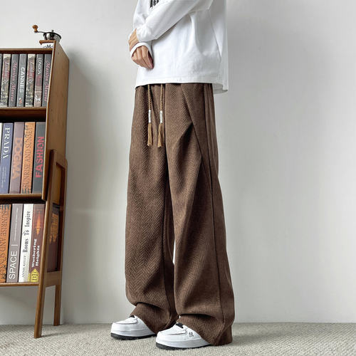美式复古人字纹卫裤男