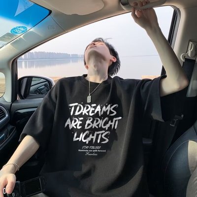 美式潮牌100%纯棉短袖T恤男