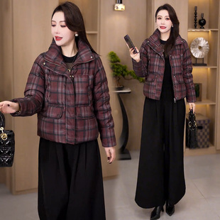 巨好看的冬装格子外套2025新款爆款女装羽绒棉服今年流行棉袄大衣