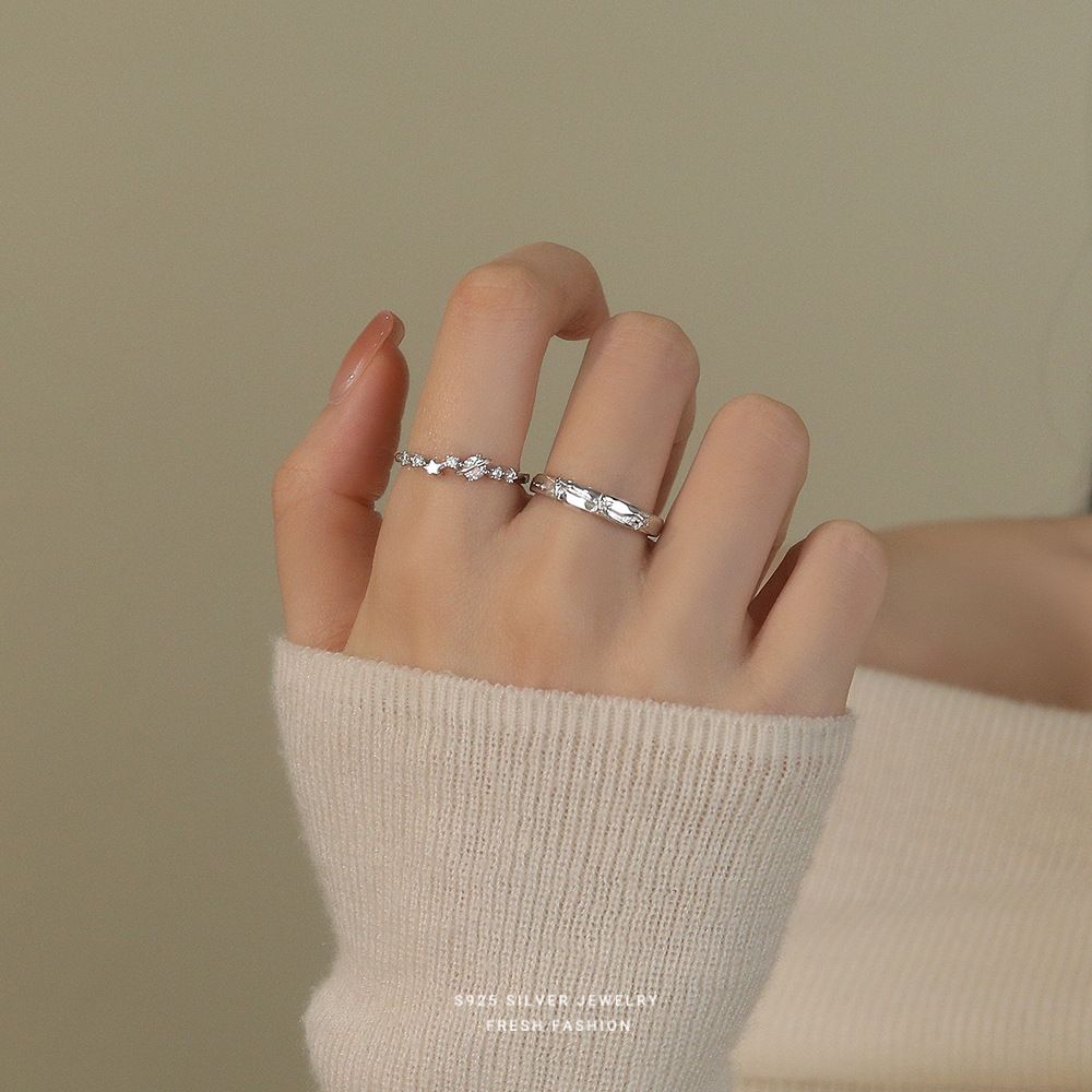 星球旅行情侣戒指s925纯银时尚百搭轻奢对戒锆石指环开口可调节