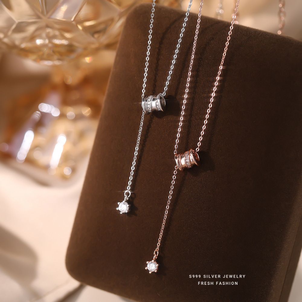 时来运转S999纯银小蛮腰项链女长流苏设计感精致轻奢高级感锁骨链