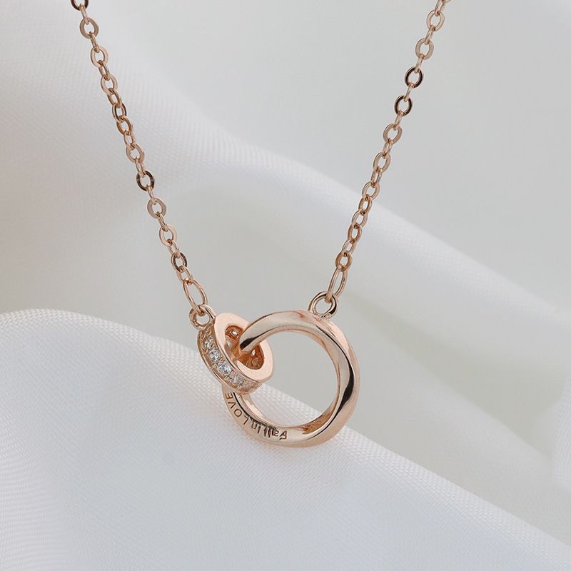 S925纯银莫比乌斯双环项链情侣款韩版轻奢小众锁骨链环环相扣吊坠