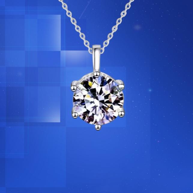 热销S925纯银六爪莫桑石项链女轻奢高级感小众女生气质锁骨链