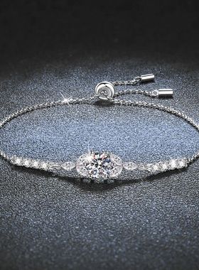 莫桑石手链女小众百搭设计925纯银饰品diy配饰小红书同款手镯