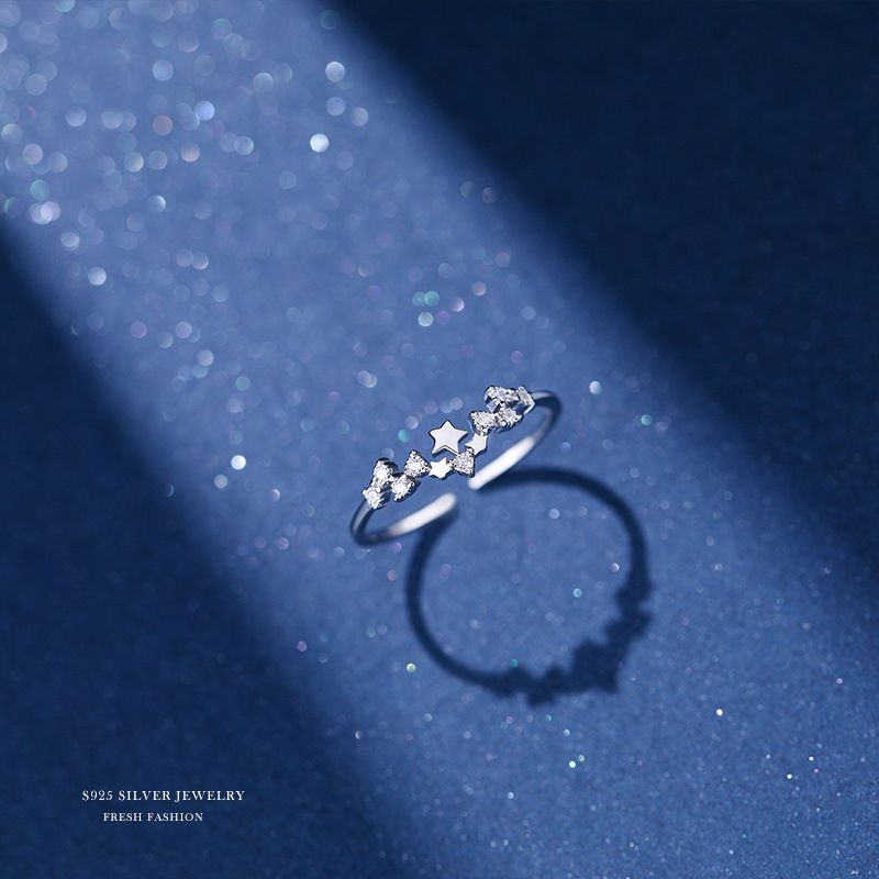 ins风满天星戒指女 简约镶钻个性小众设计手饰小清新潮流指环