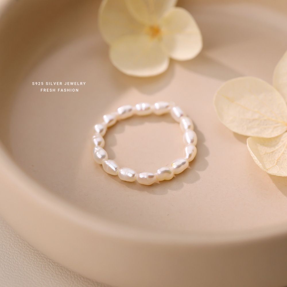 云小舒S925纯银天然珍珠戒指女2025新款巴洛克小众气质串珠食指戒