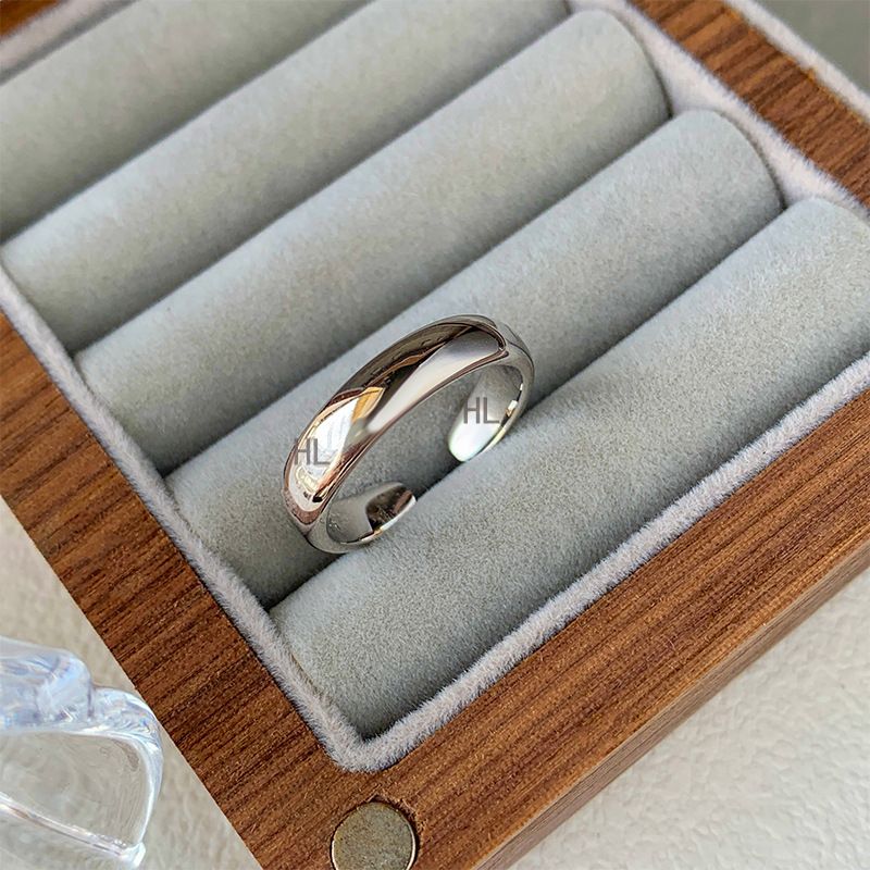 通体S925纯银光面戒指女简约轻奢光圈食戒指小众高级感素圈开口戒