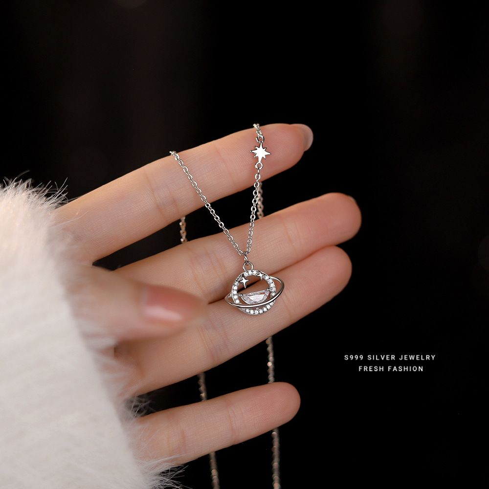 S999足银宇宙星河项链女轻奢时尚ins风设计吊坠锁骨链送礼物