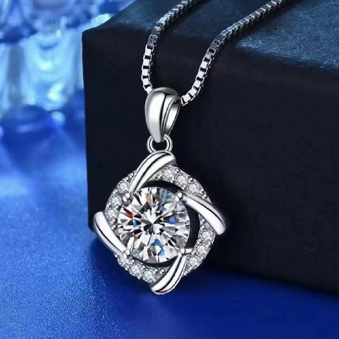 创意风车吊坠女气质锁骨链S925纯银韩版时尚玫瑰金送女友项链代发