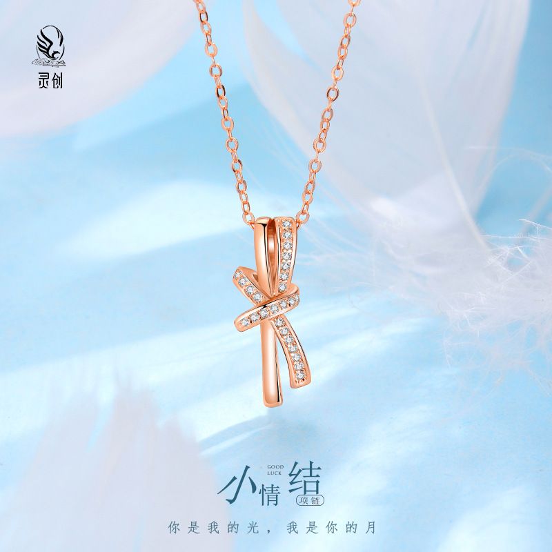 S925纯银小情结项链扭结轻奢高级设计感小众锁骨链气质女生送闺蜜