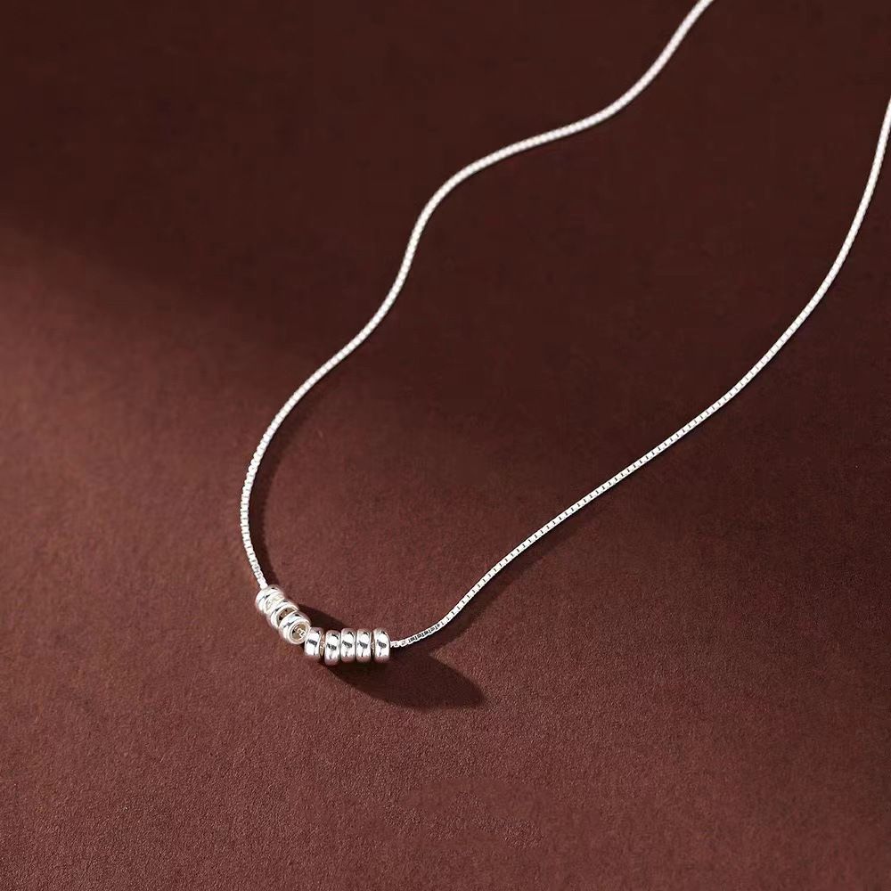 S925纯银韩版简约转运珠项链银珠锁骨链2021新品时尚感银饰