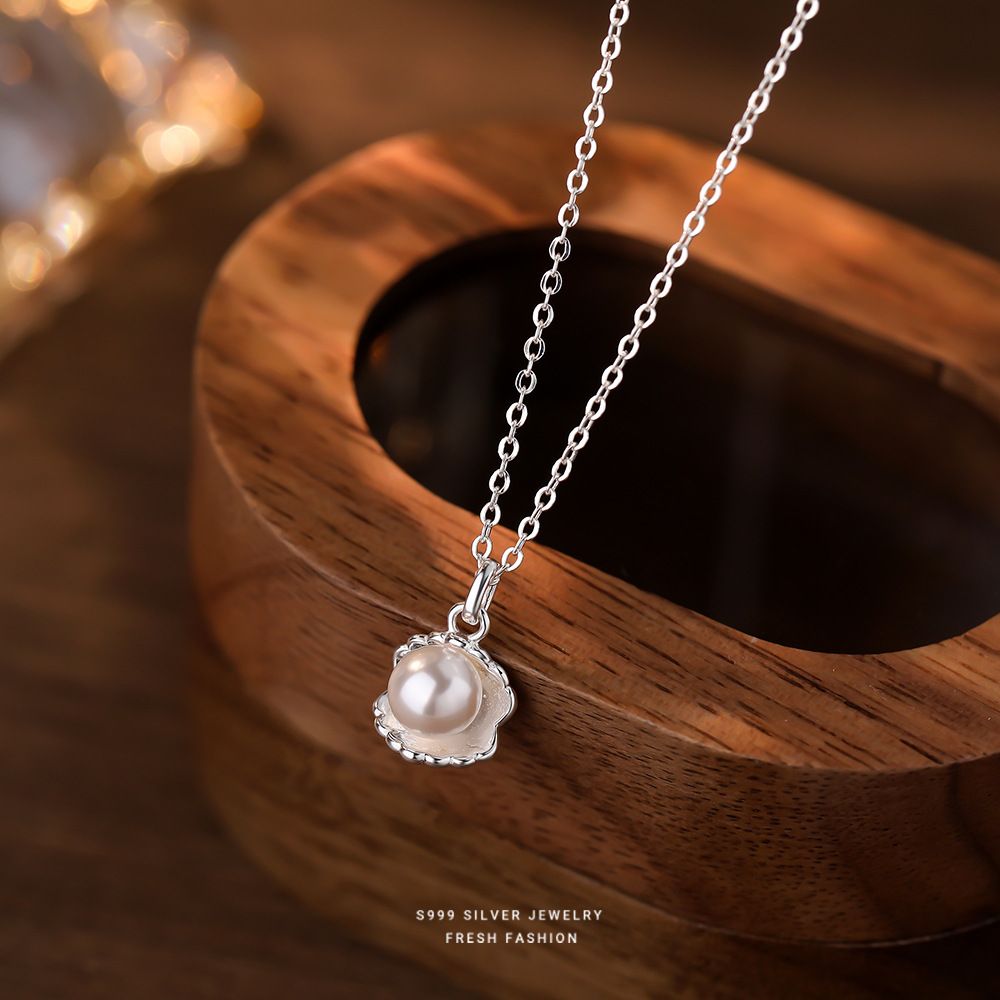 小红书同款人鱼公主珍珠贝壳项链女轻奢小众设计气质吊坠锁骨链