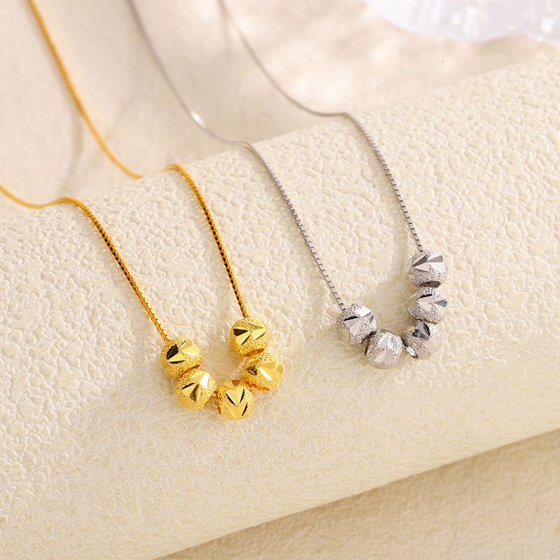 s925纯银五福临门项链女韩版简约小众设计感转运珠锁骨链银饰项链