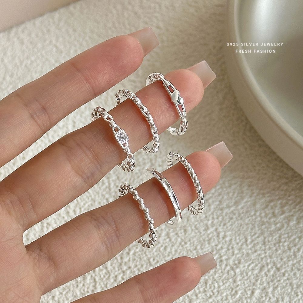 s925纯银镂空不规则设计感戒指女时尚气质极简开口可调节指环