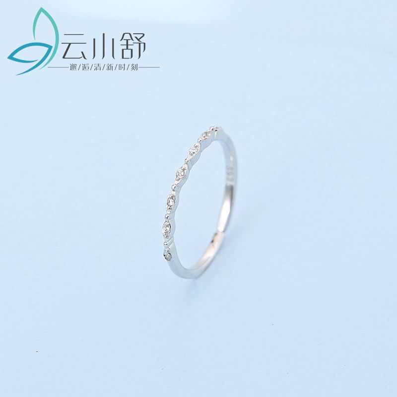 云小舒S925纯银细戒指关节戒日韩风简约线条食指戒子指环首饰