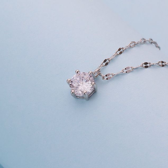 S999足银六爪单石项链女 韩版纯银莫桑颈链轻奢高级感经典锁骨链