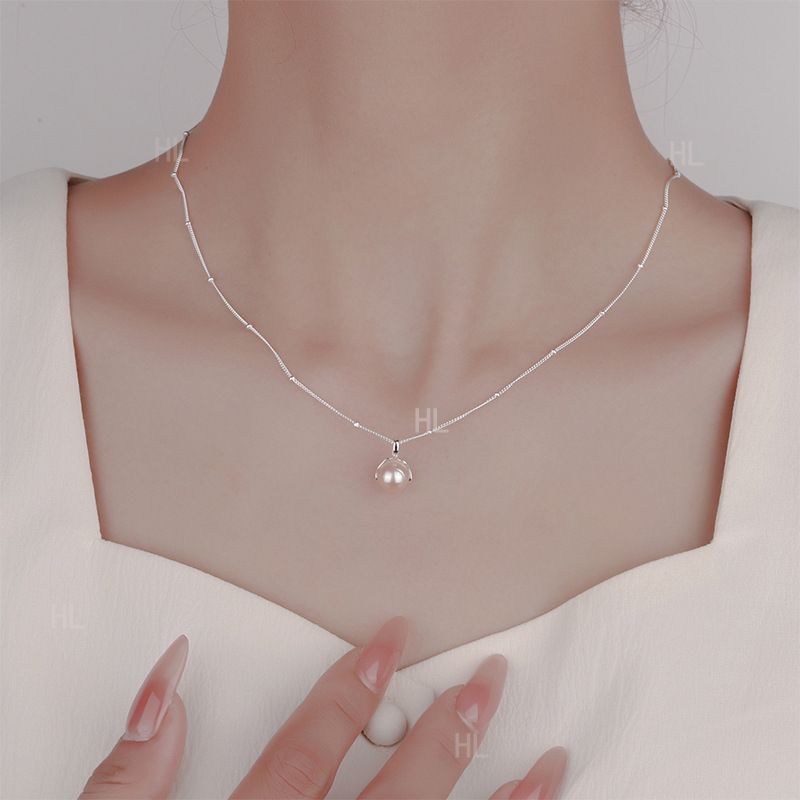 925纯银天然淡水珍珠项链女轻奢高级感吊坠简约气质百搭锁骨链