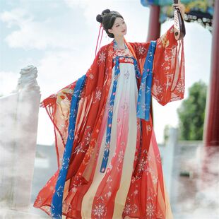 汉服出租女汉服唐制刺绣齐胸柯子裙十二花神梅花元旦广袖古装租赁