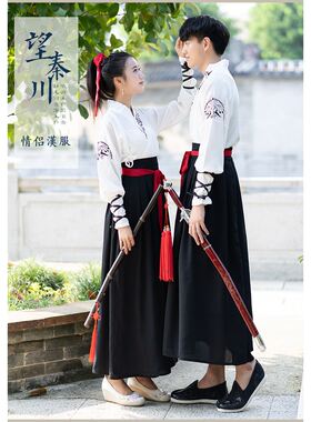 出租汉服魏晋风秋冬季改良古装男女中国风学生古风齐腰情侣套装