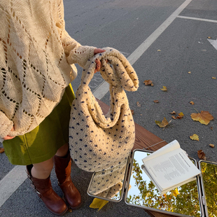 韩系小众可爱毛绒羊羔毛托特包女2025秋冬新款慵懒风大容量斜挎包