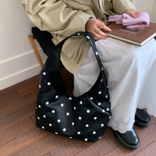 大容量包包女百搭休闲波点单肩购物袋质感通勤托特包 2025秋冬新款