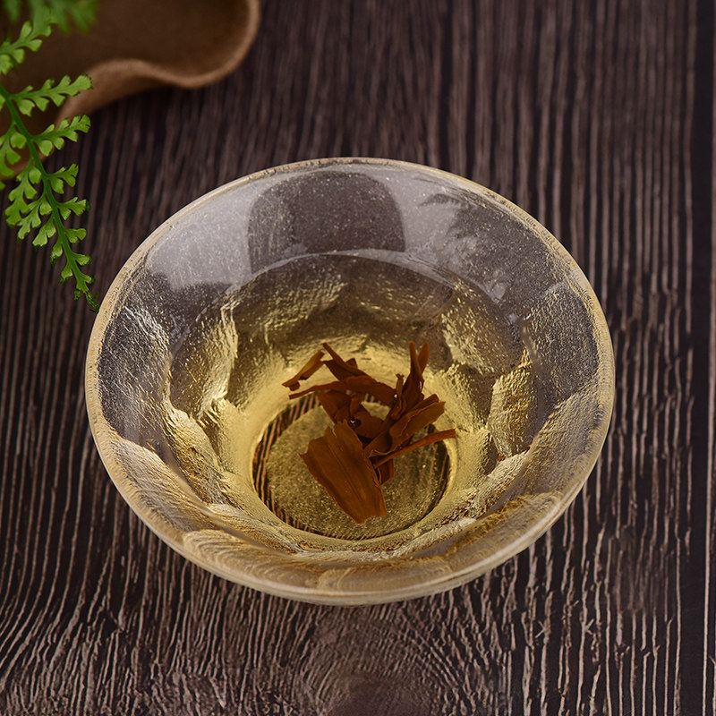 天然水晶杯原矿石高档轻奢茶杯家用磨砂中式斗笠杯漏斗杯客用商用